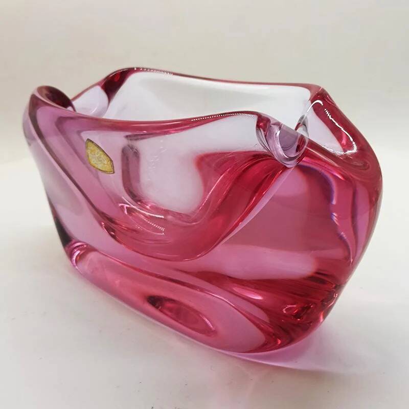 1950s big rare total purple ashtray or catch-all in Murano glass. 18 cm