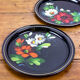 Pair of hand-painted metal plates - soviet style