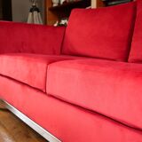 Completely renovated red velvet sofa