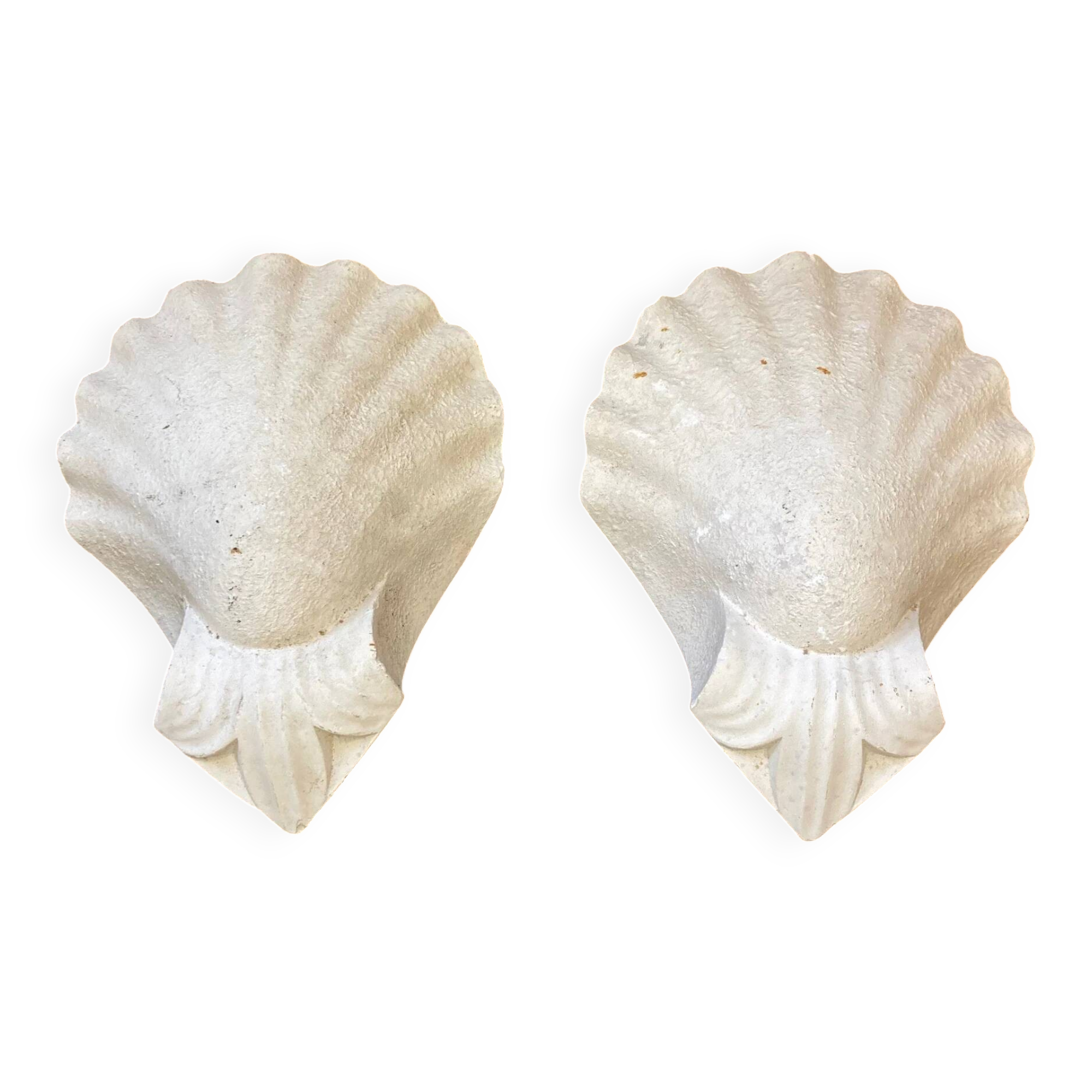 Paire d'appliques d'angle forme coquillage en plâtre MCM