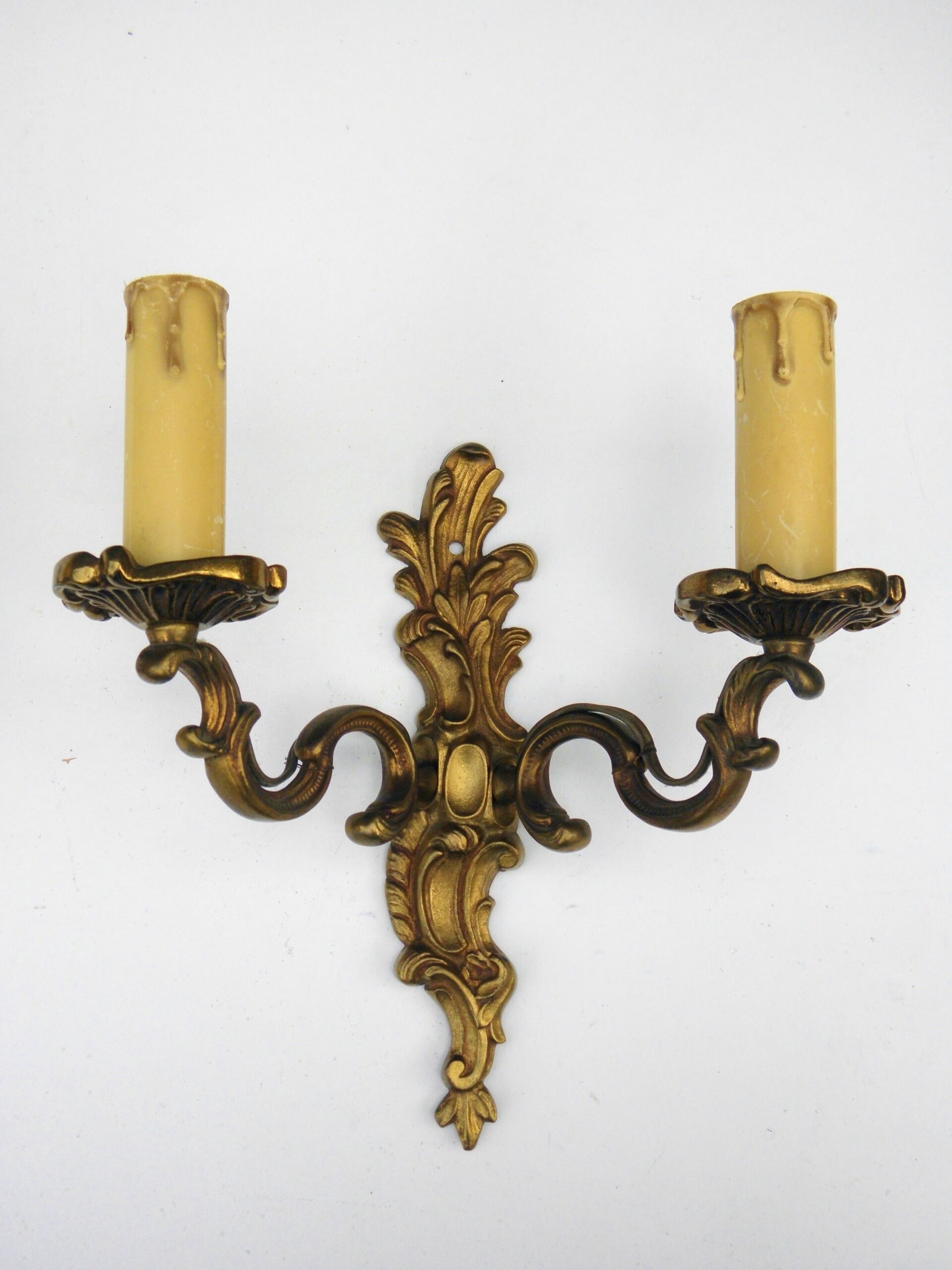 Pair of gold brass sconces