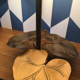 Paire de lampe de table en laiton décor nénuphar