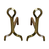 Paire de chenets bronze et fonte design 70