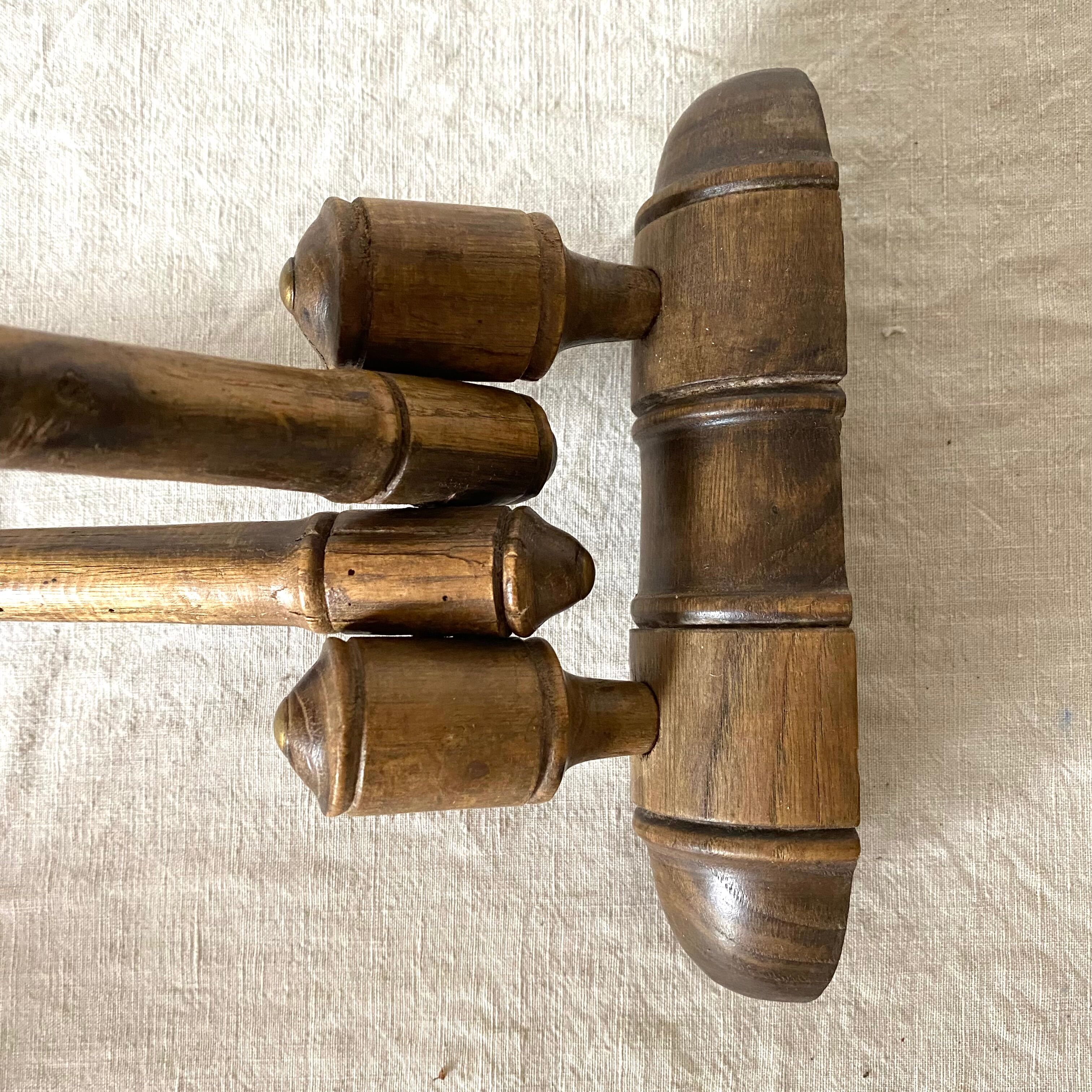 Turned wooden towel rack