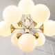 Vintage Italian Brass and Opaline 10 Arm Sputnik Chandelier, 1970s