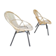2 Rattan shell armchairs and metal legs