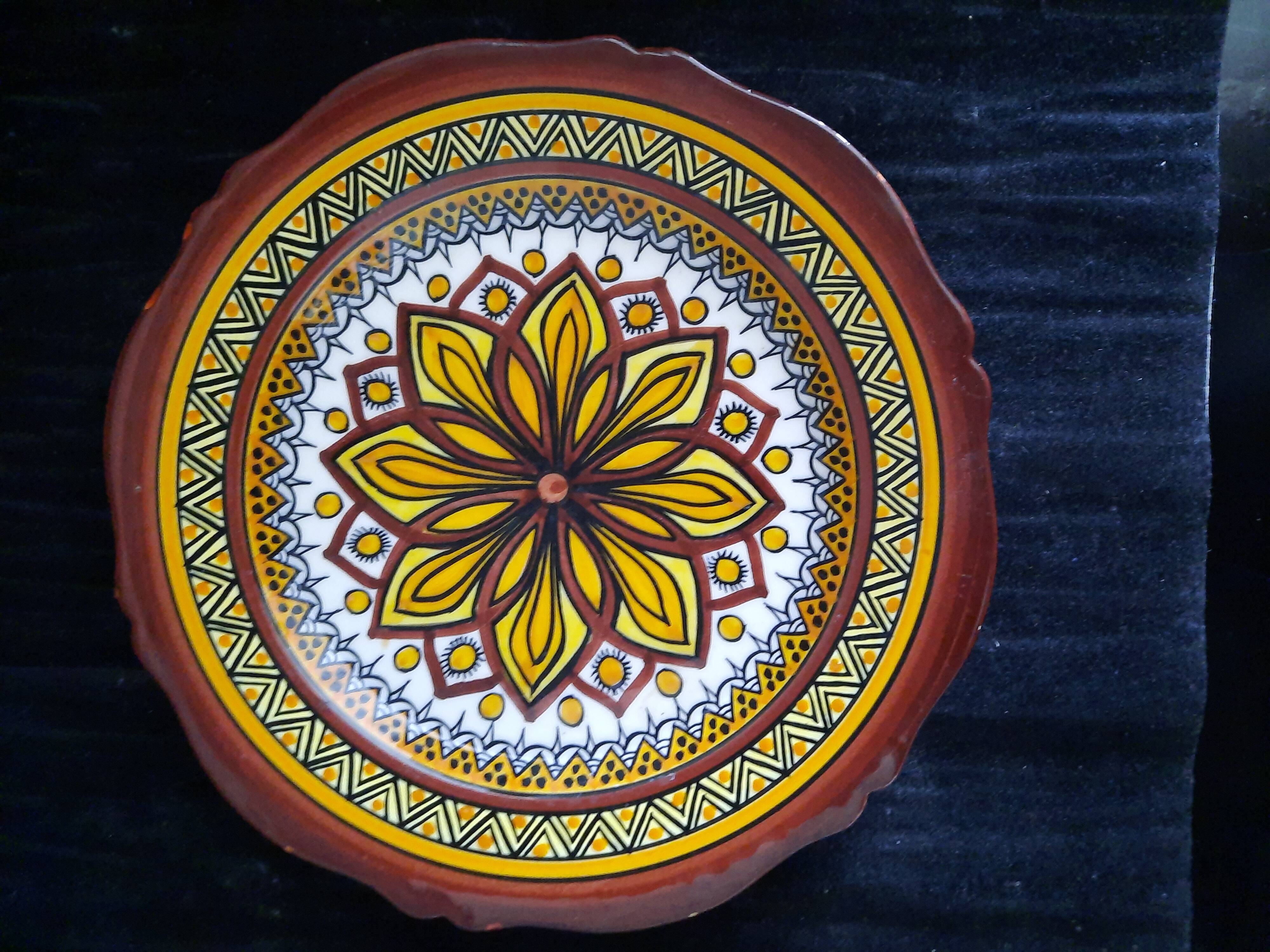Old henriot quimper plate earthenware rosette decoration