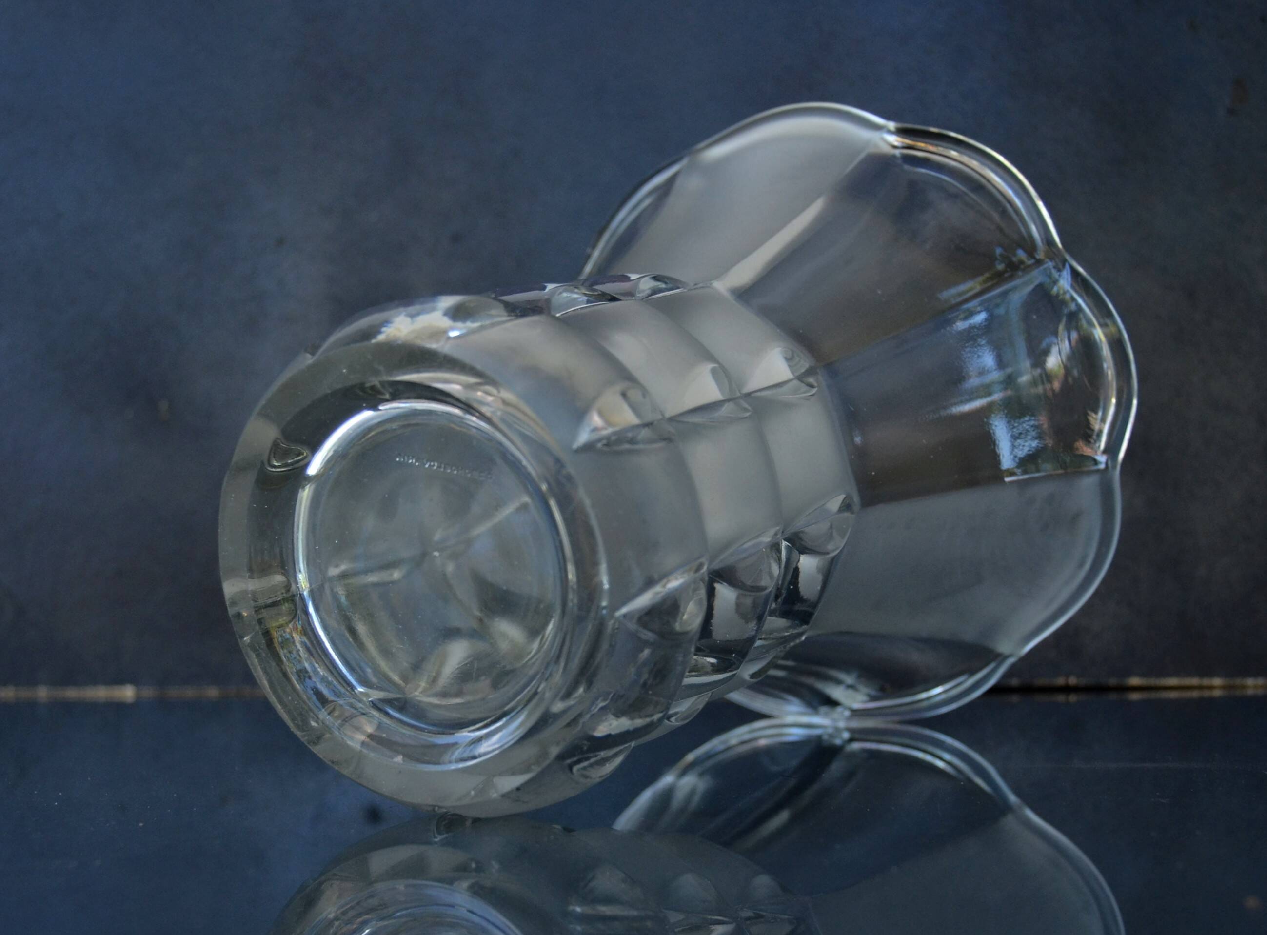 Art Deco Made in Czehoslovakia  Satin and Clear Glass - 22 cm tall