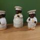 Vintage salt shaker, pepper and mustard set