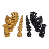 Vintage Hand Carved Wooden Chess Set, 1930s, King Height 8cm