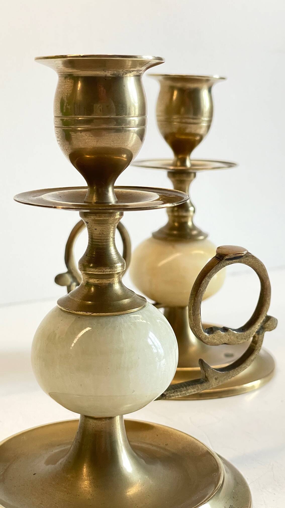 BOUGEOIRS Vintage Onyx Marble and Brass