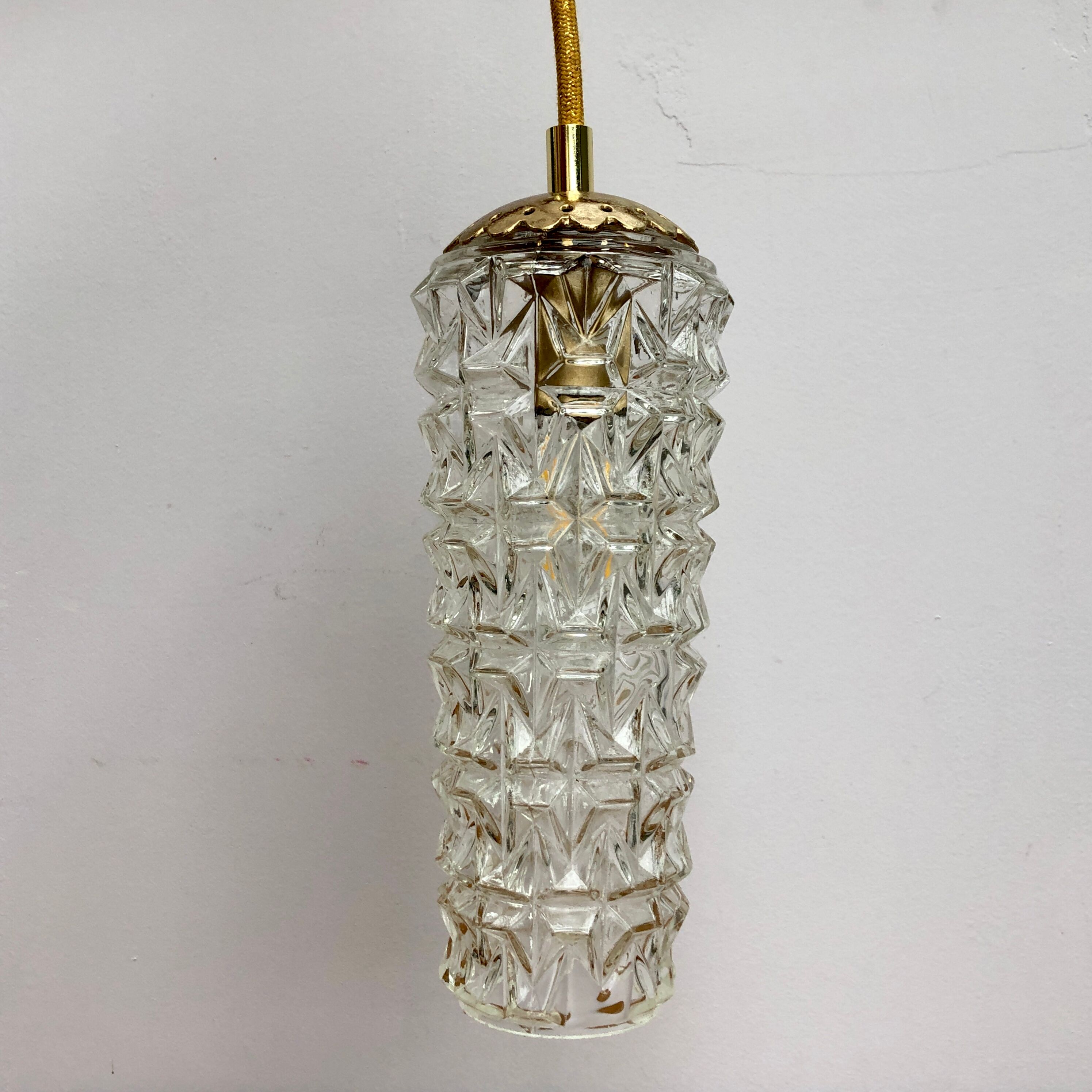 Vintage moulded glass tulip hanging lamp