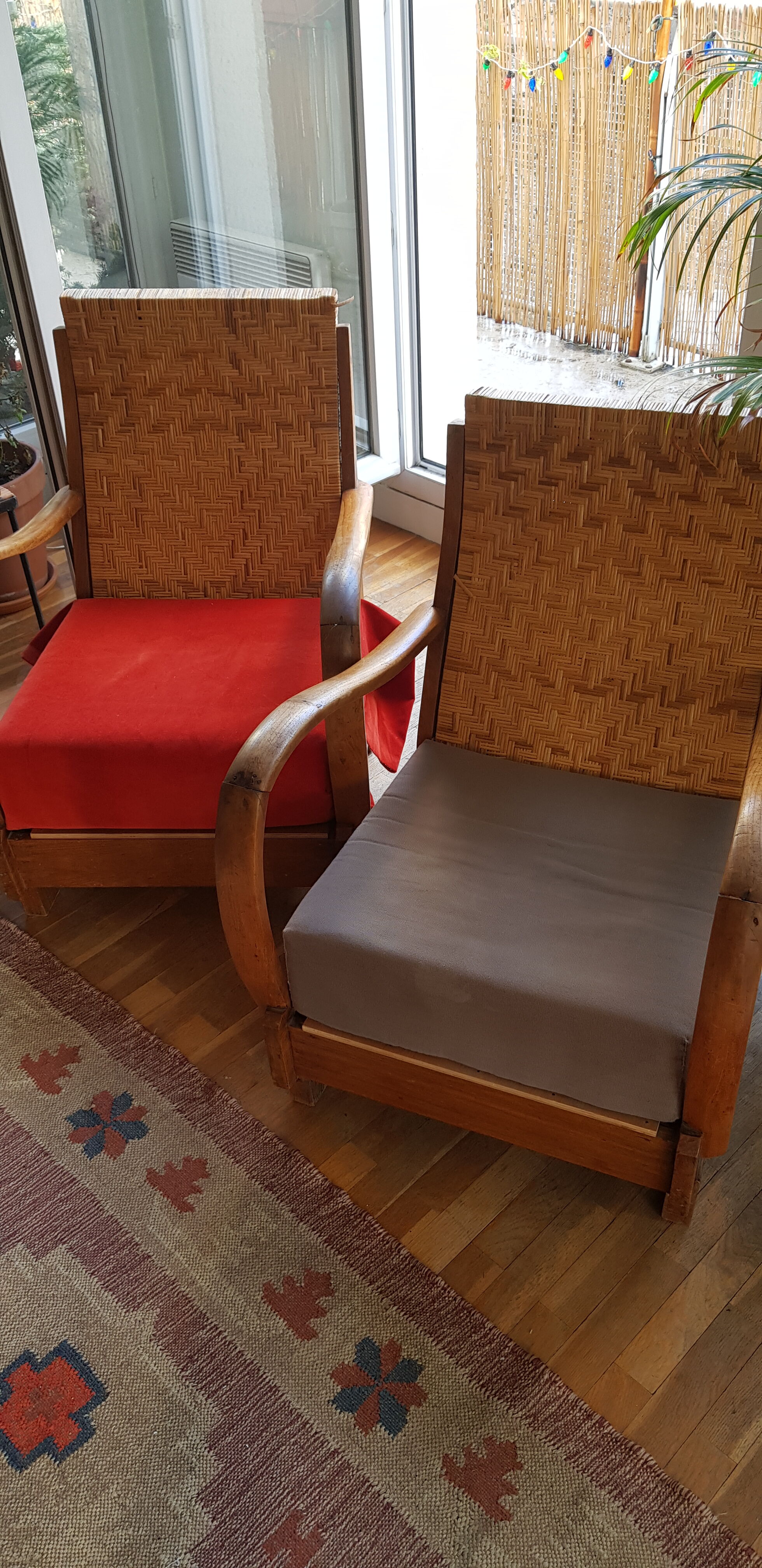 Fauteuil en teck et rotin style colonial indonésien