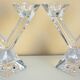 Pair of candlesticks, candelabra, crystal signed Villeroy & Boch, design and chic