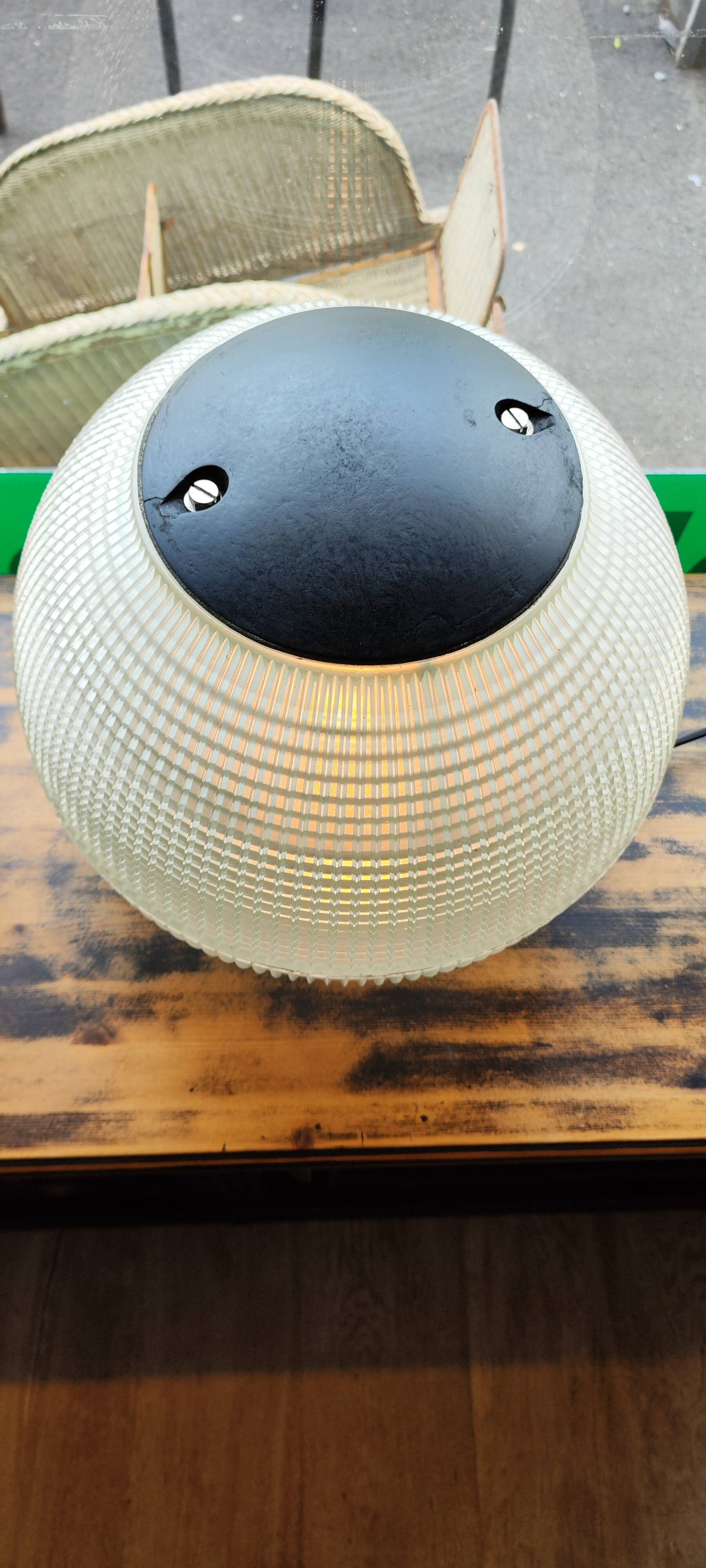 Old holophane ball industrial table lamp