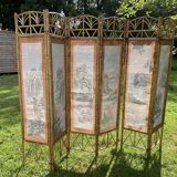 Vintage screen, bamboo and rattan, 70s