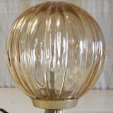Table lamp with amber glass globe - mid 20th century