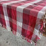 Old checkered tablecloth