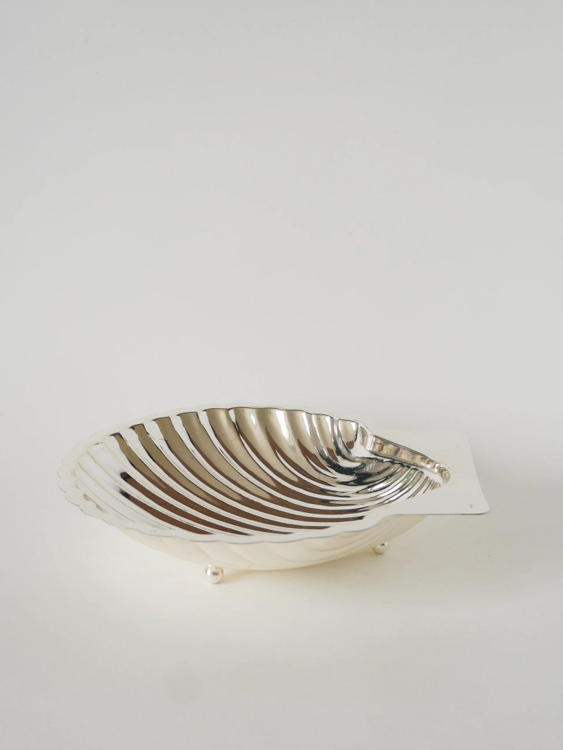 Large silver-plated shell-shaped bowl, 1950.