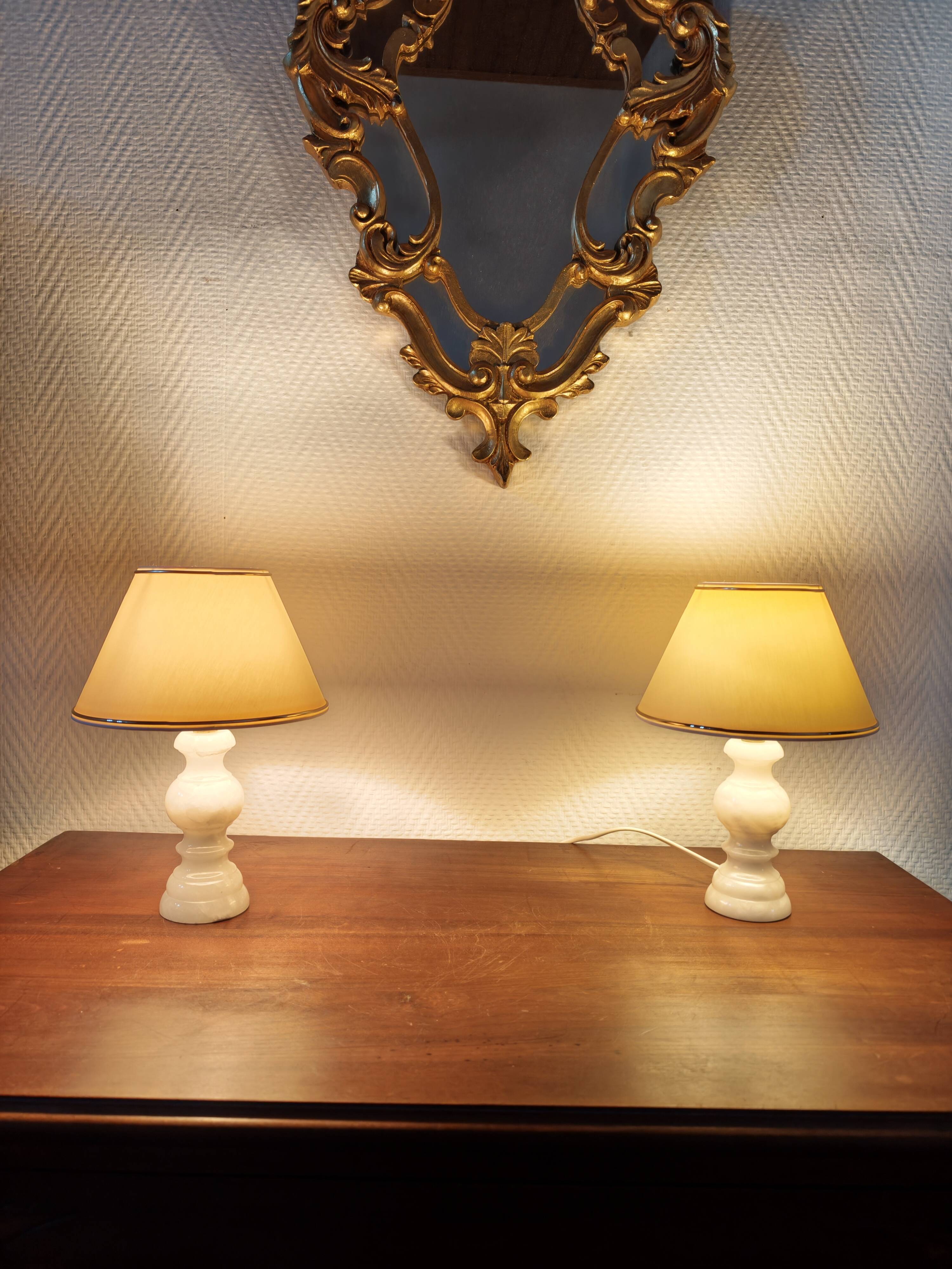 Pair of vintage alabaster lamps