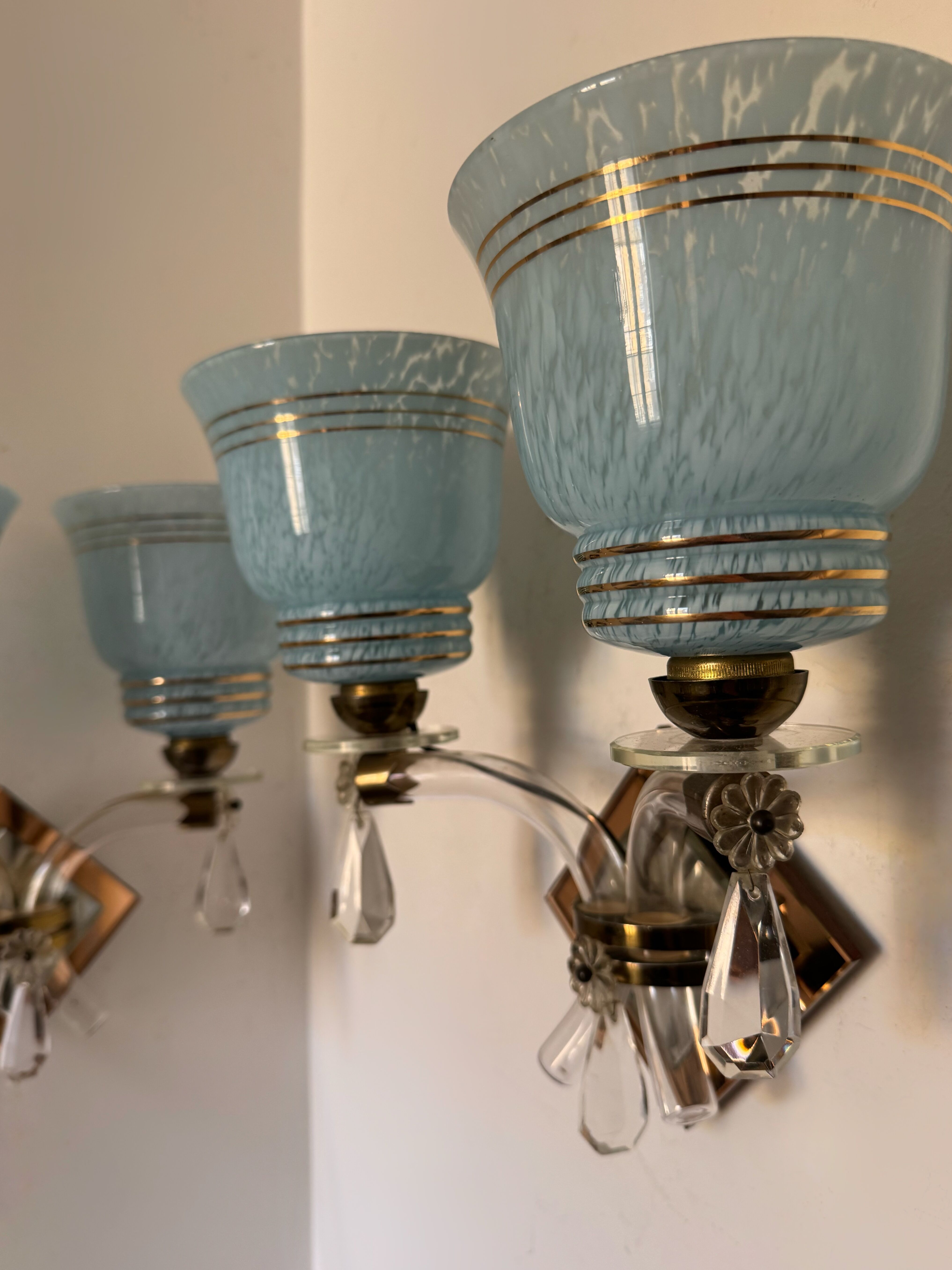 Art Deco mirror glass wall lights