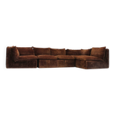 Canapé modulaire vintage en velours marron Italie années 1970