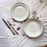 Set of 2 white porcelain dishes with gold decoration Sologne Lamotte