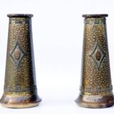 Paire de Vase Galvanoplastie Art Nouveau Laiton - France