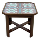 Art Deco side table in mahogany, fabric and glass.