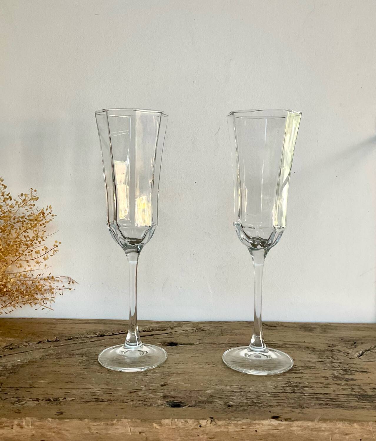 4 flûtes à champagne «octime » LUMINARC France vintage 