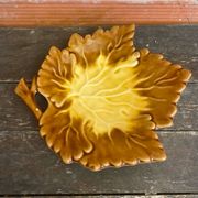 Old orfinox pocket video ceramic leaf shape vintage barbotine #