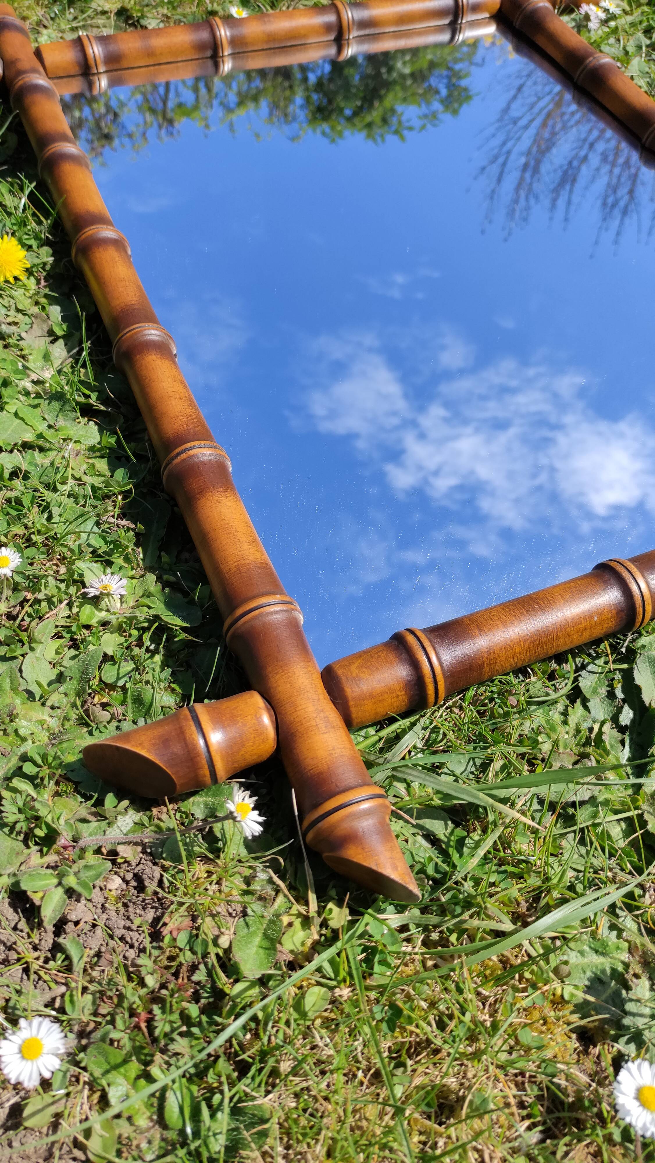 Large antique wooden mirror