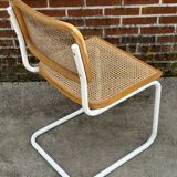Cesca chair b32 model in white and wood by Marcel Breuer