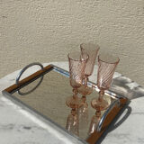 Set of 3 pink Champagne flutes Rosaline 1970