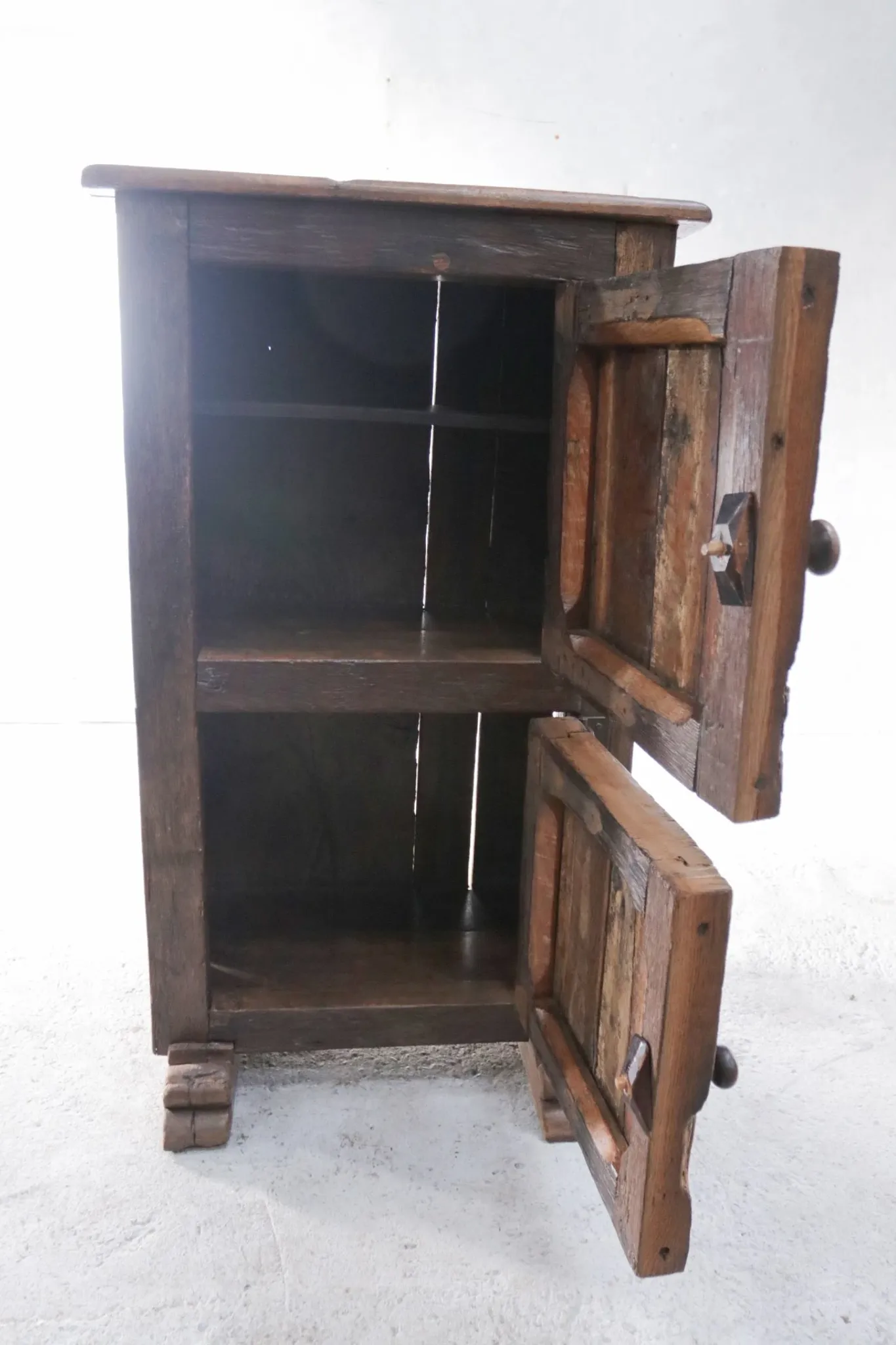 18th-century German primitive cabinet on sledge feet with forged hardware