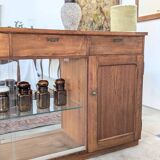 Double-sided counter in wood and pink marble (233 cm)