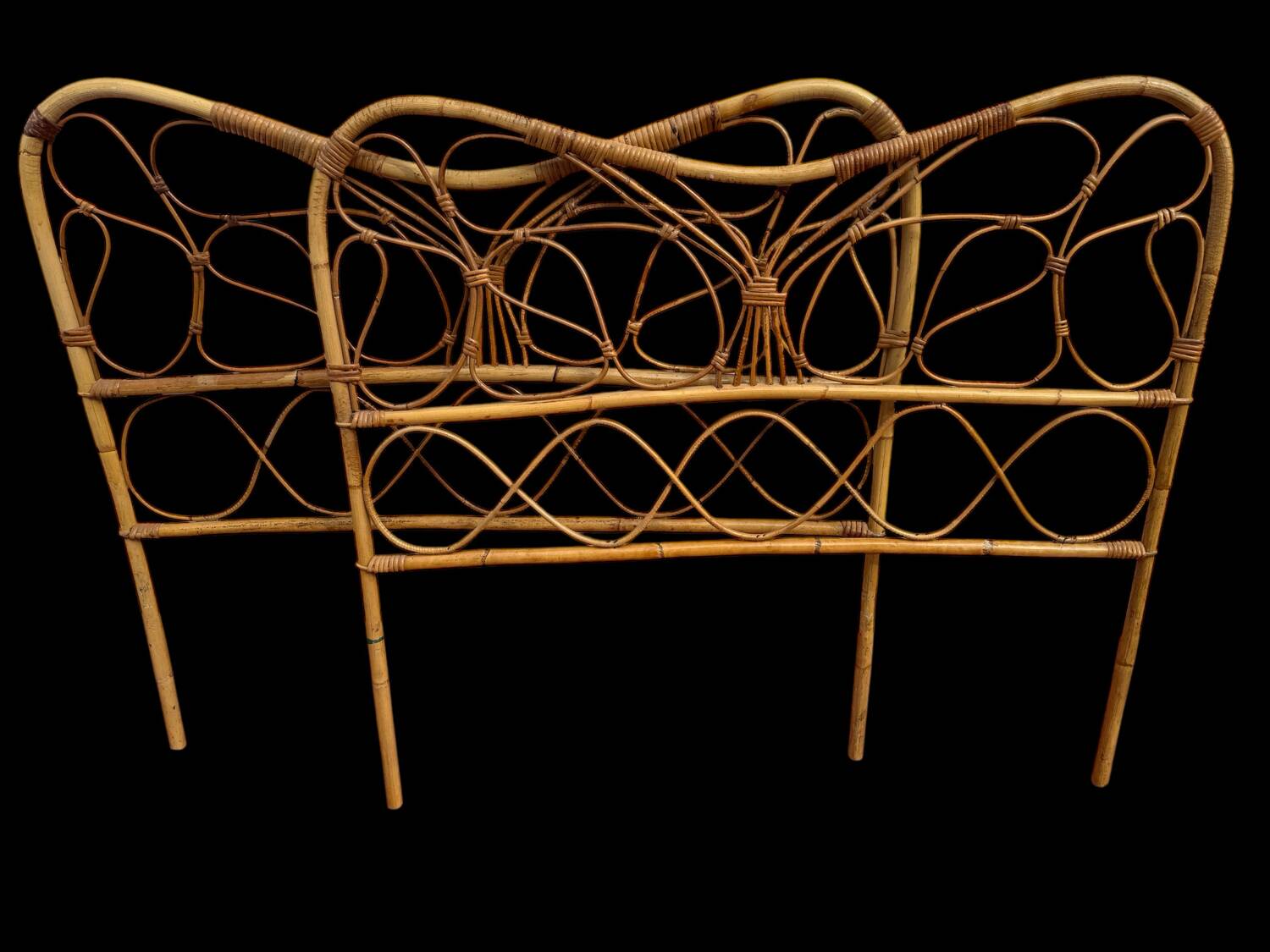 Pair of rattan headboards from the 50's Italy