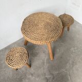 Paire de tabourets et table basse