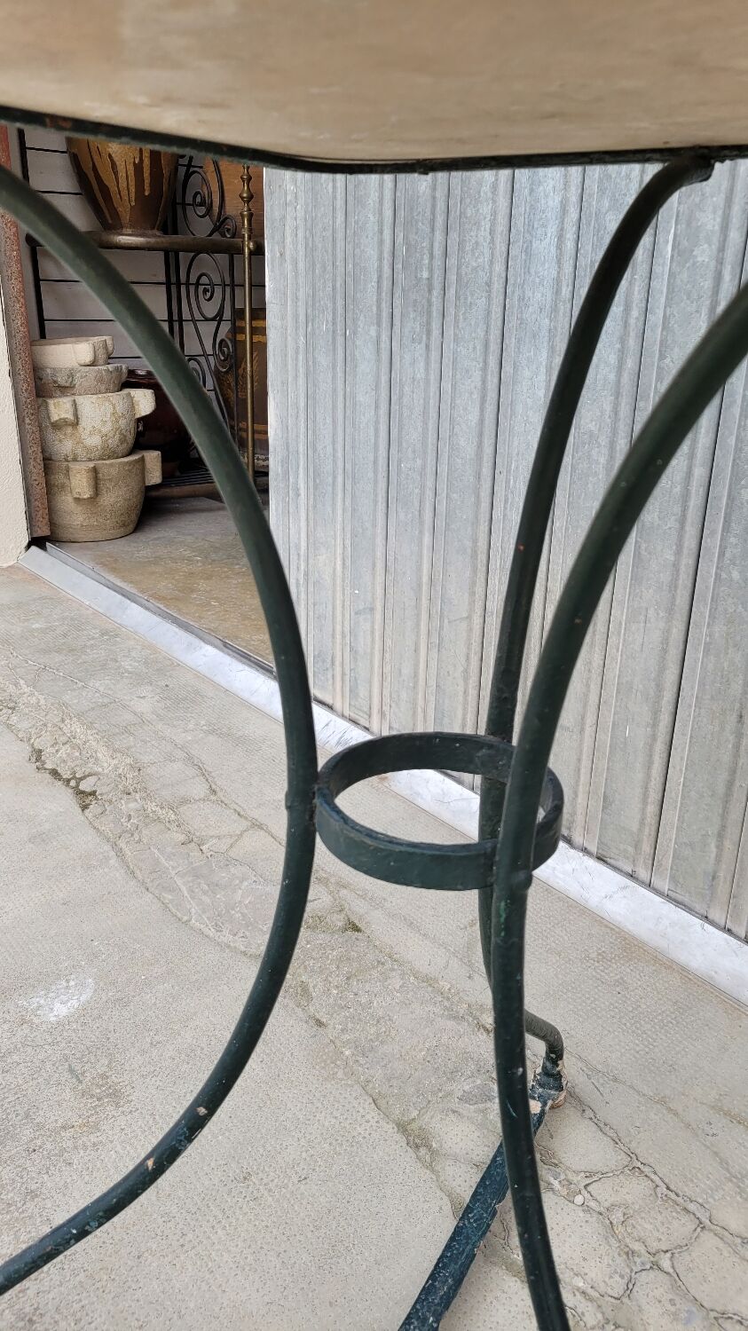 Parisian bistro pedestal table in antique marble