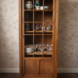 Small Parisian glass-fronted cabinet in oak from the late 19th century – a timeless ally for small spaces.