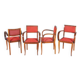 Art Deco Beech Chairs by Jules Leleu, France, 1930s, Set of 4