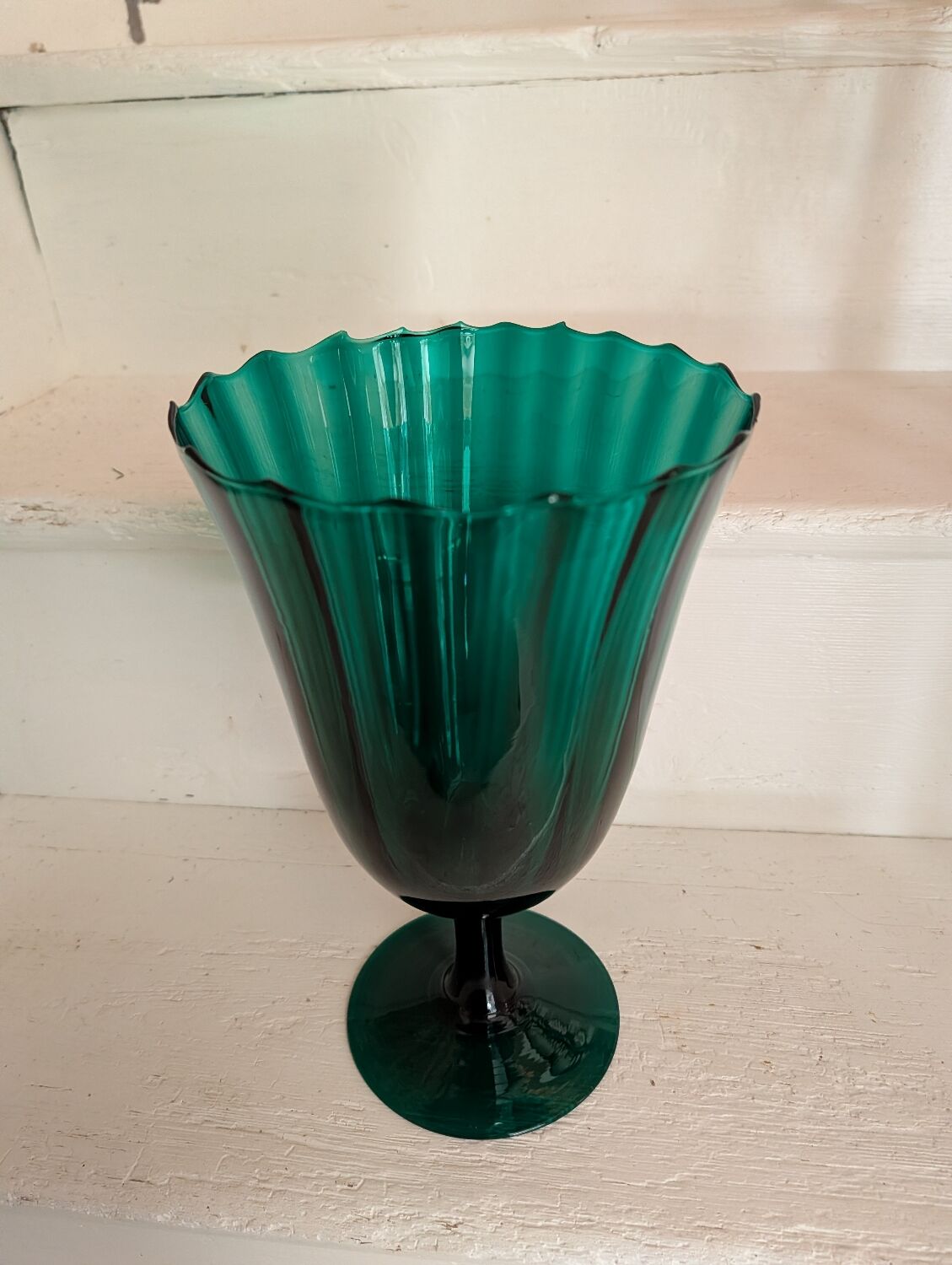 Green chalice vase from the 1970s.