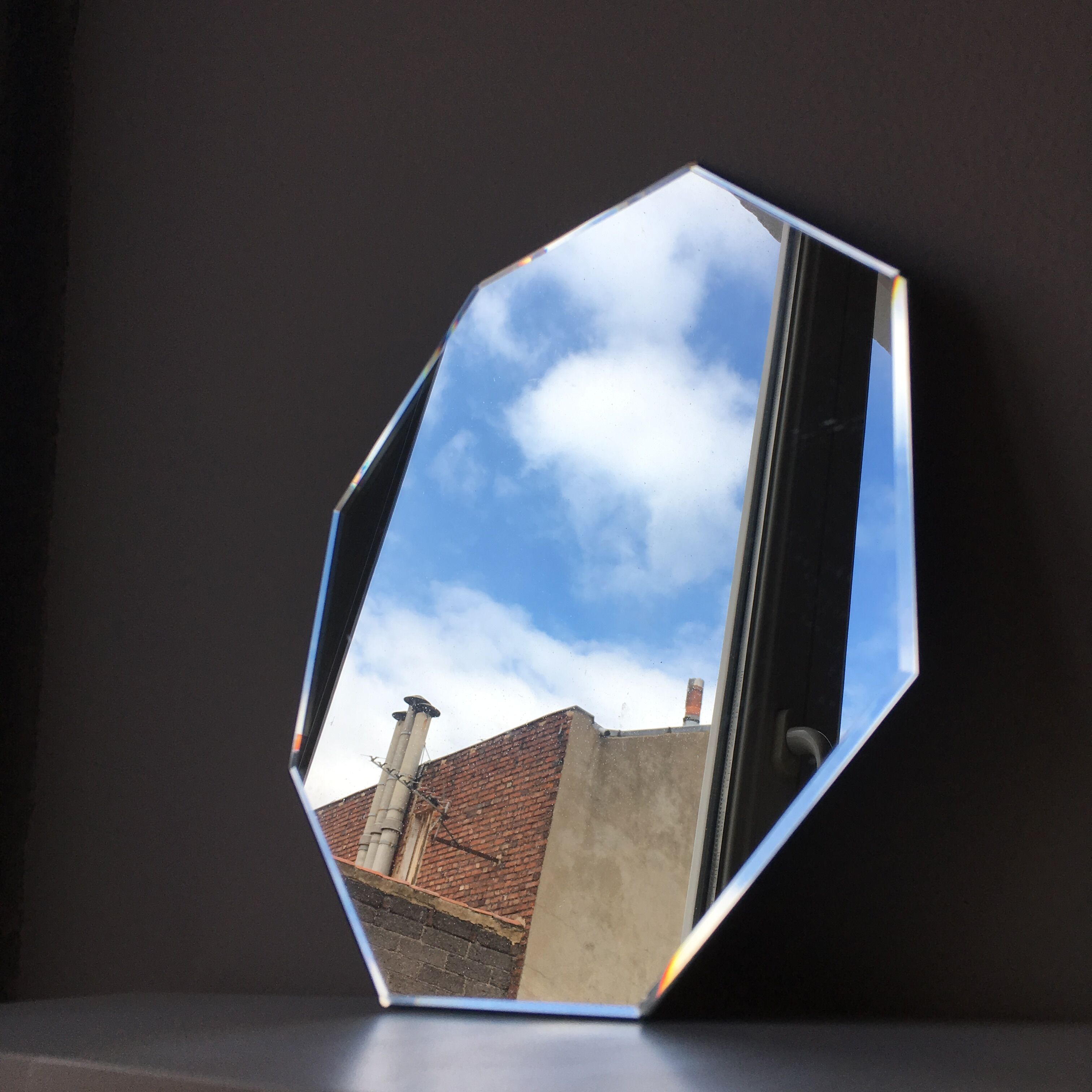 Small octagonal mirror beveled, 21 x 21 cm
