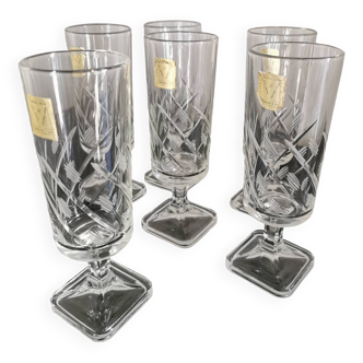 6 new crystal champagne glasses