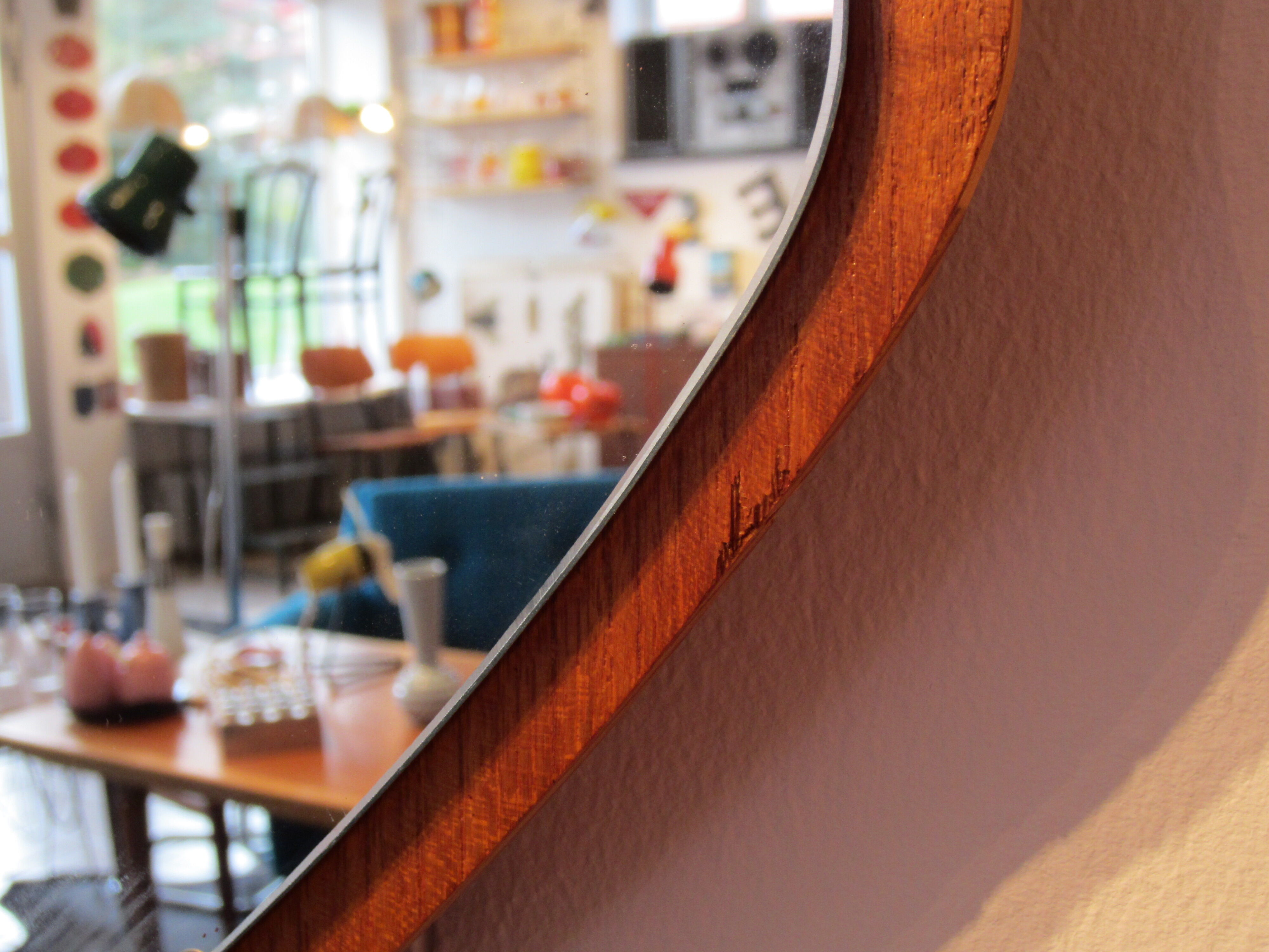 Scandinavian teak mirror 47cm x 45cm