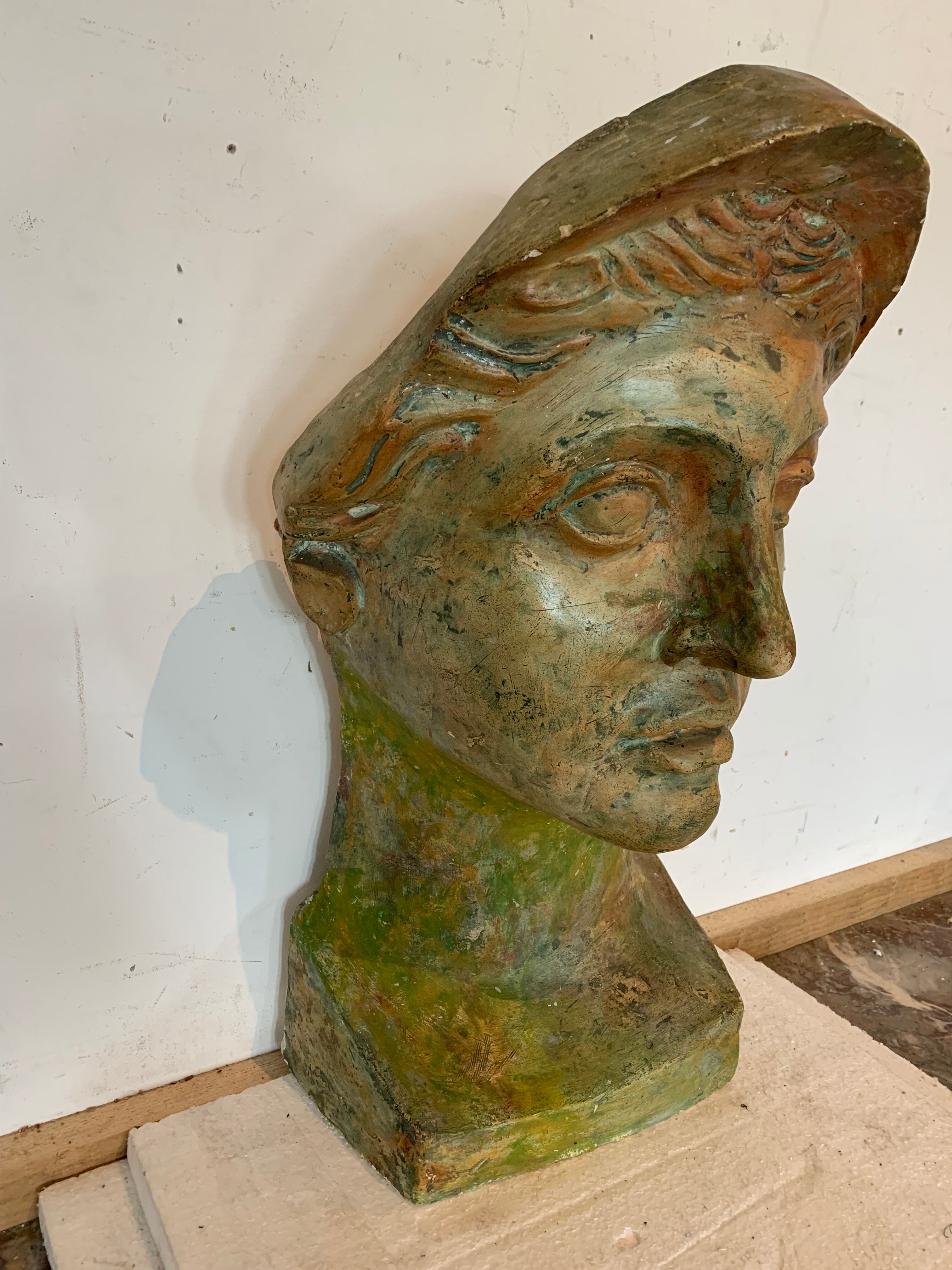 patinated hollow plaster sculpture "Bust of a goddess" XX century