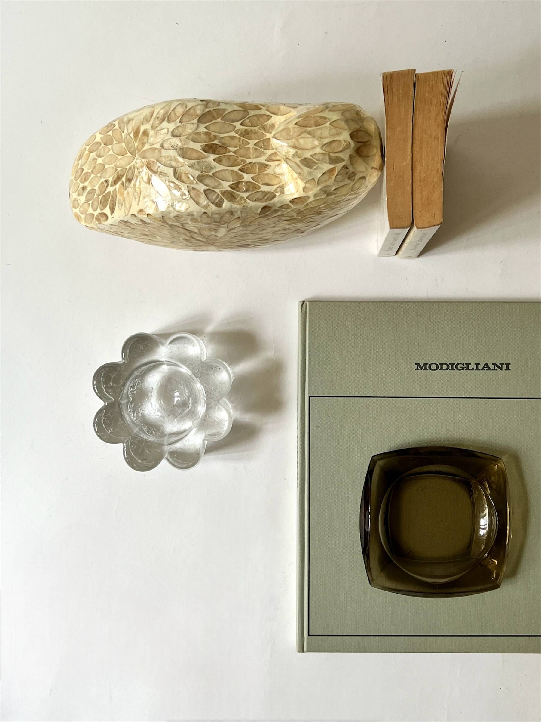 Stylized frosted glass candlestick in the shape of a flower, 1970s design