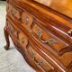 Louis XV solid wood and green leather writing desk secretary, 1950.