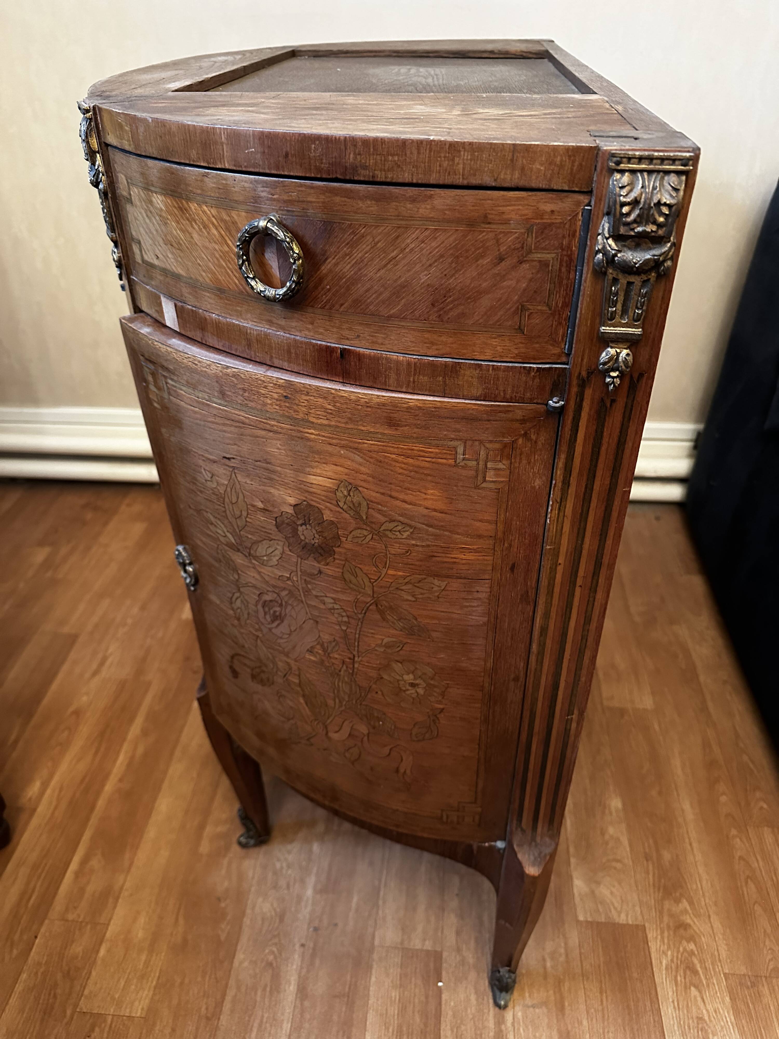 Louis XVI Style Half-Moon Chest of Drawers with Marquetry
