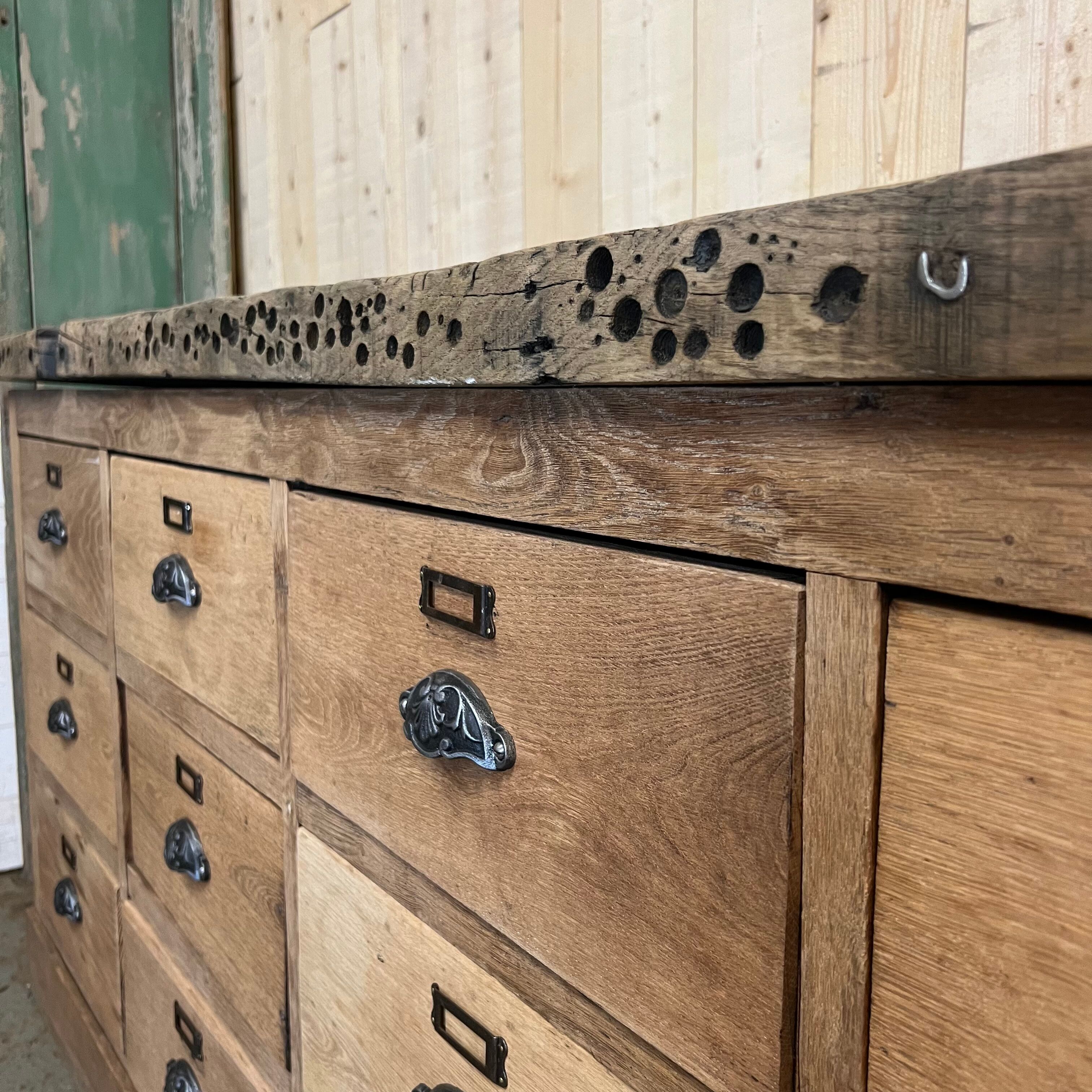 Workshop craft furniture with oak drawers early twentieth century